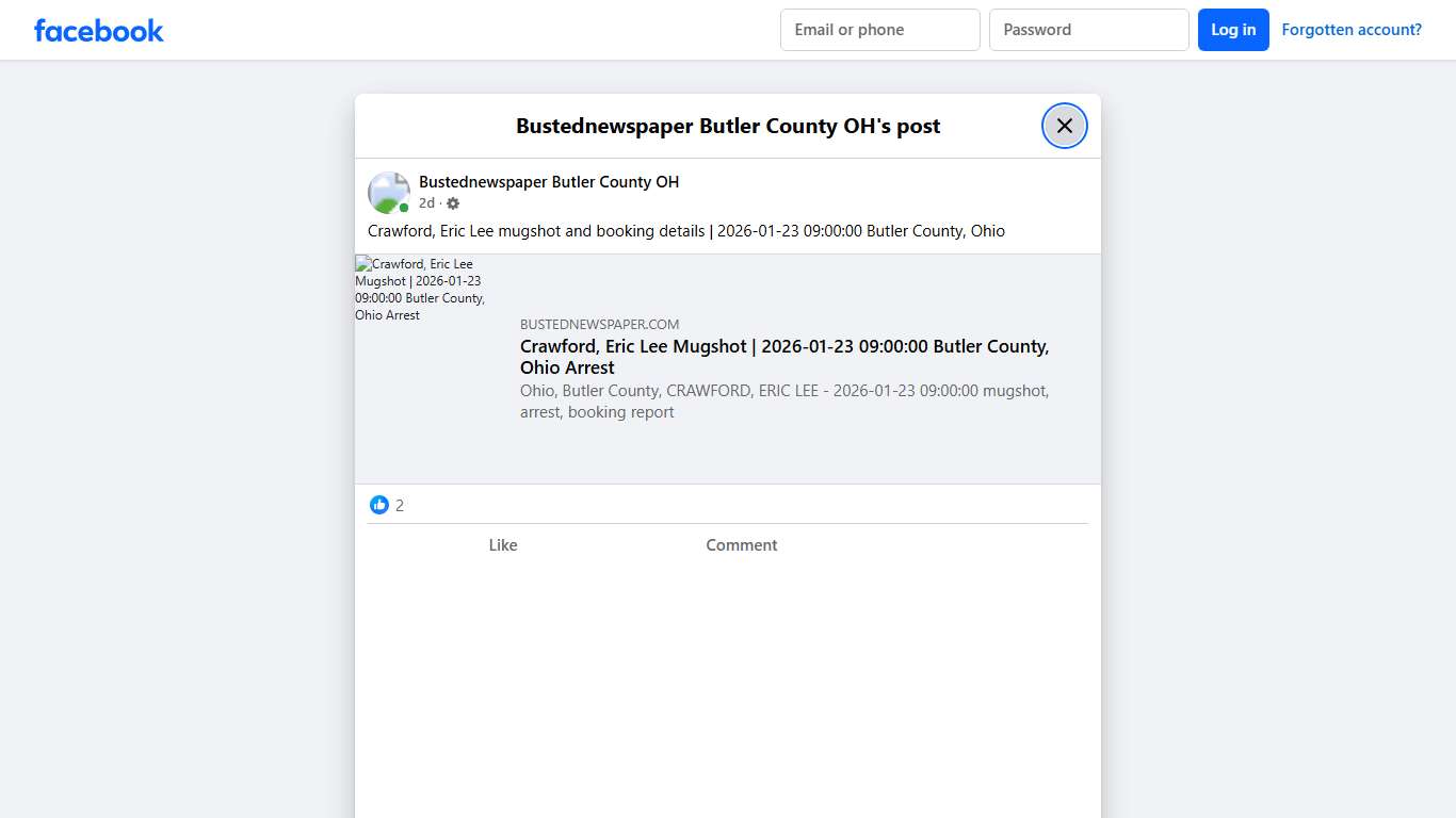 Crawford, Eric Lee... - Bustednewspaper Butler County OH Facebook